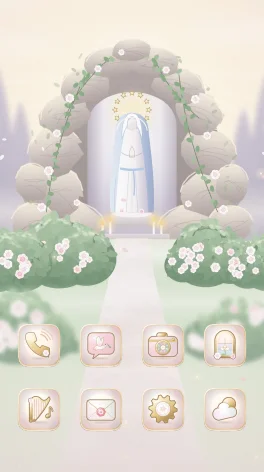 Ave Maria Roses theme for Android: home screen with matching icons and wallpaper