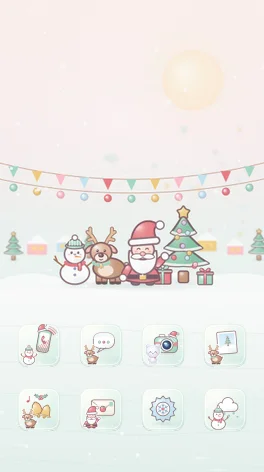 Tema Navidad Pastel para Android: pantalla de inicio con íconos y fondo a juego