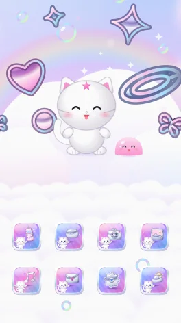 Tema Y2K Cromo para Android: pantalla de inicio con íconos y fondo a juego